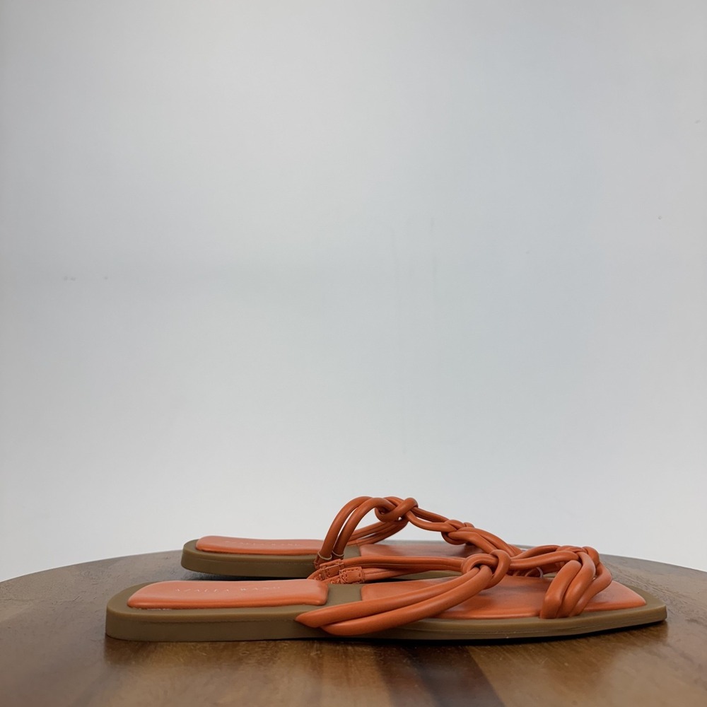 New Womens Azalea Wang Stetson Orange Faux Leather Slip On Slides Sandal Size 10 - Picture 5 of 8